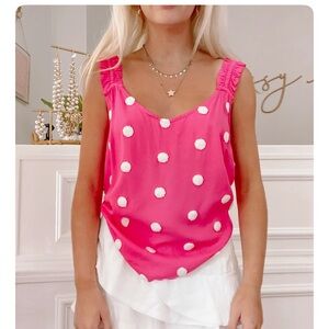 Pink Sassyshortcake polka dot top